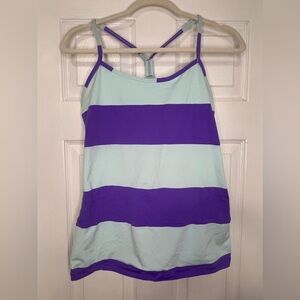 Lululemon Power Y Tank Luon Light Bold Stripe Power Purple‎ Blue 10 Athleisure